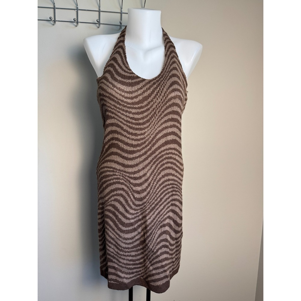 Divided Womens Brown Swirl Sweater Dress M Retro Boho Y2K Festival Psychedelic
